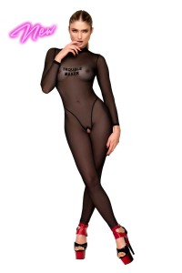 F387 Catsuit transparent noir