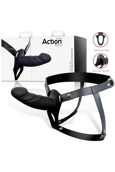 Imbracatura con dildo cavo nero taglia S