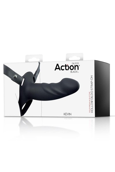 Imbracatura con dildo cavo nero taglia L