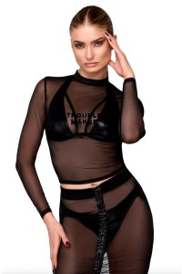 F389 Top transparent noir