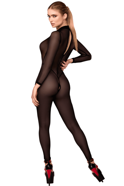 F387 Catsuit transparent noir