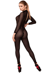 F387 Catsuit transparent noir