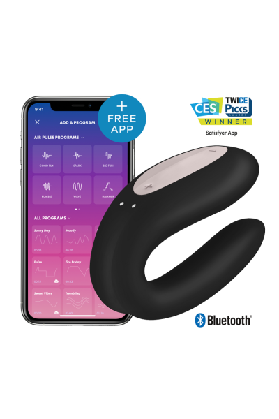 Vibratore per coppia con app Double Joy nero