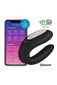 Vibratore per coppia con app Double Joy nero