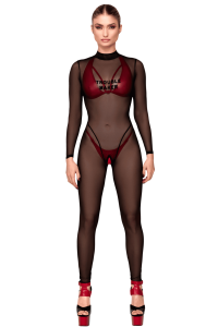 F387 Catsuit transparent noir