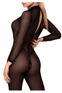 F387 Catsuit transparent noir