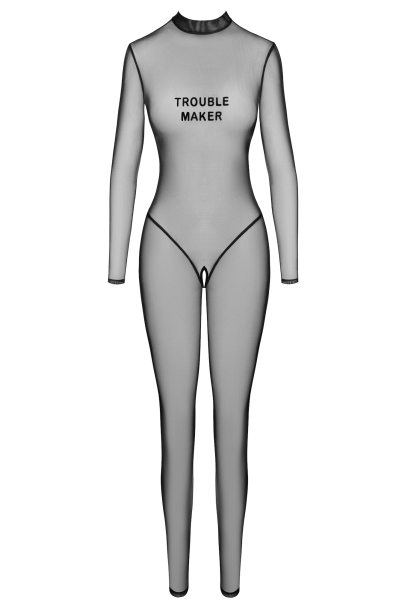 F387 Catsuit transparent noir