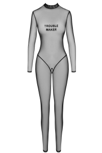 F387 Catsuit transparent noir